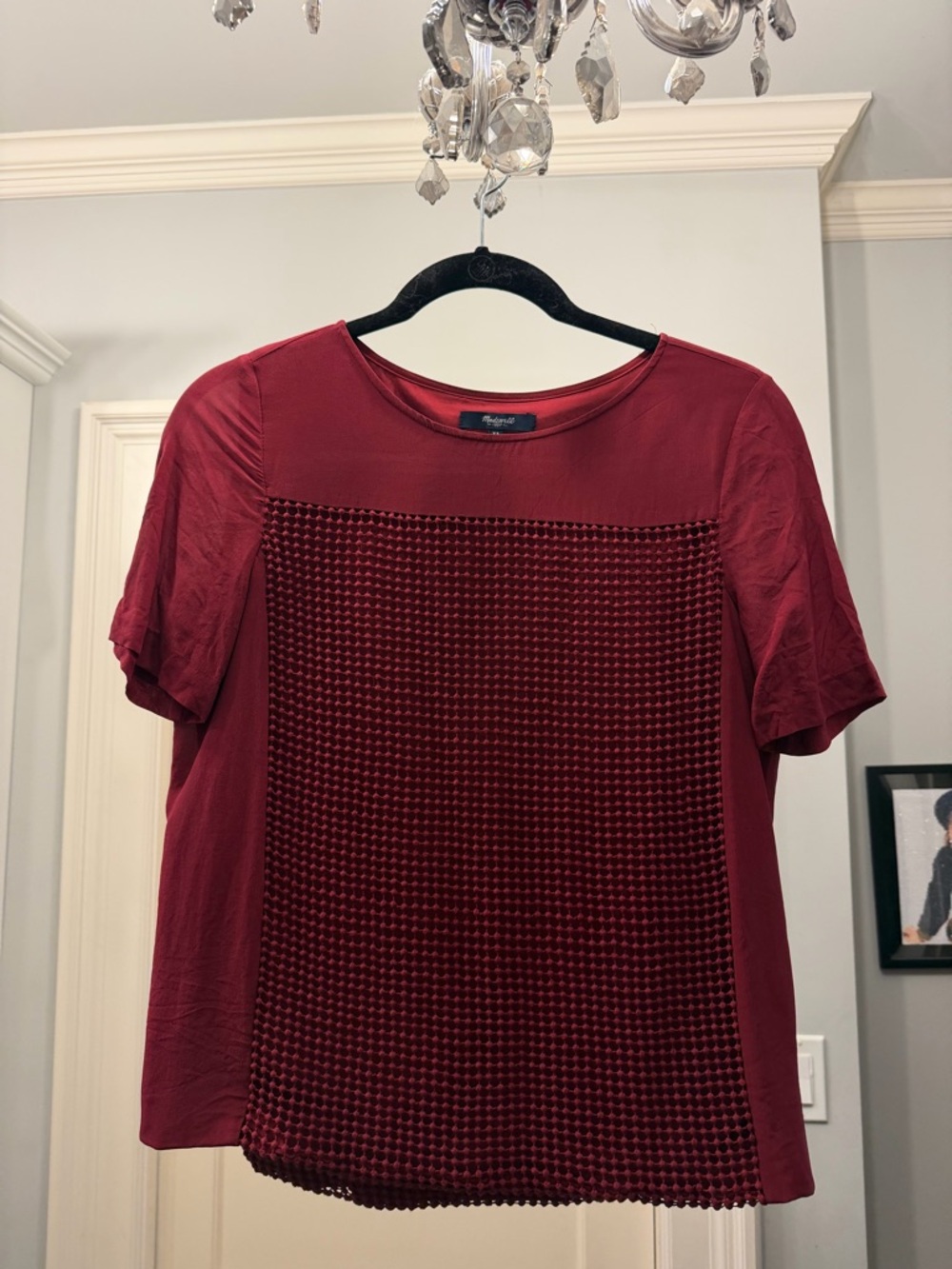 Madewell Women's Burgundy Short Sleeve Textured Front Tee